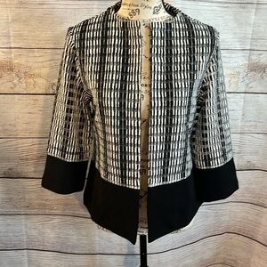 Andria Lieu Open Jacket Blazer Lightweight Sheer Black & White Size Small